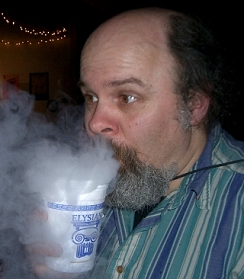 Bill Beaty exhales smoke